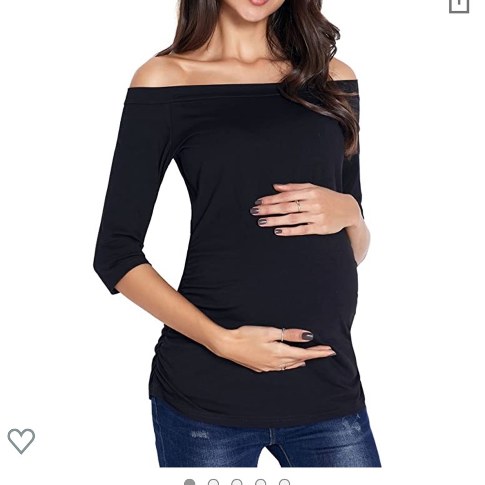 Black Maternity Off the Shoulder 3/4 Sleeve Top